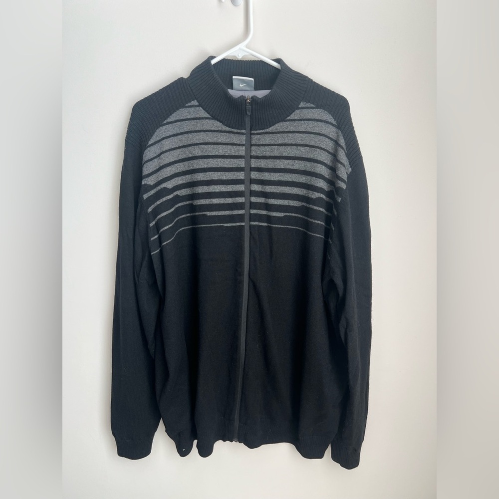 Nike Golf Men's Black/ Gray Zip-Up Wool Sweater XXL